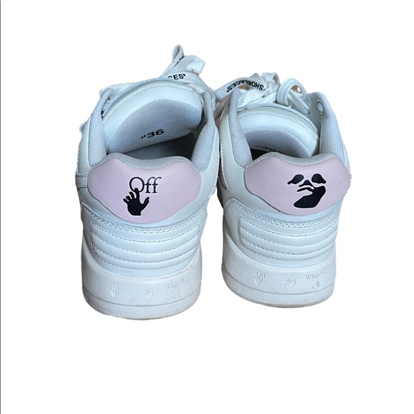 Off-White Logo Leather Pink & White Sneakers - Picture 5 of 9
